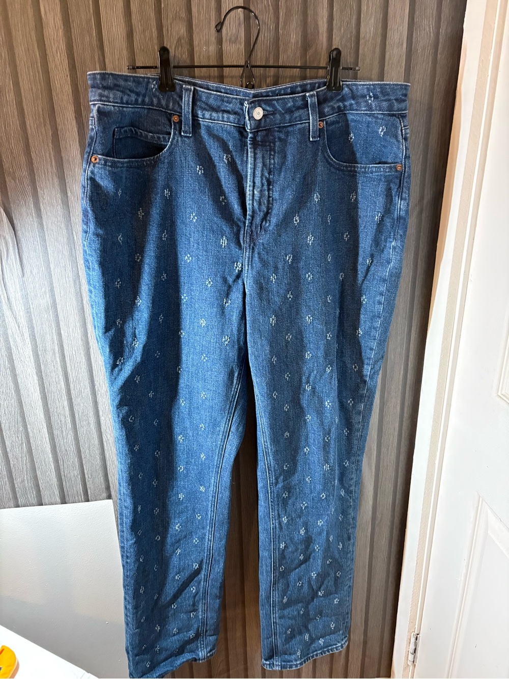 Old Navy Dark Blue Denim Jeans with Subtle White Dot Pattern